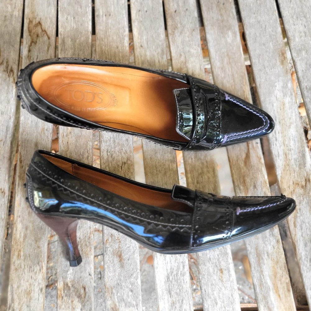 Patent Leather Kitten Heel Loafers